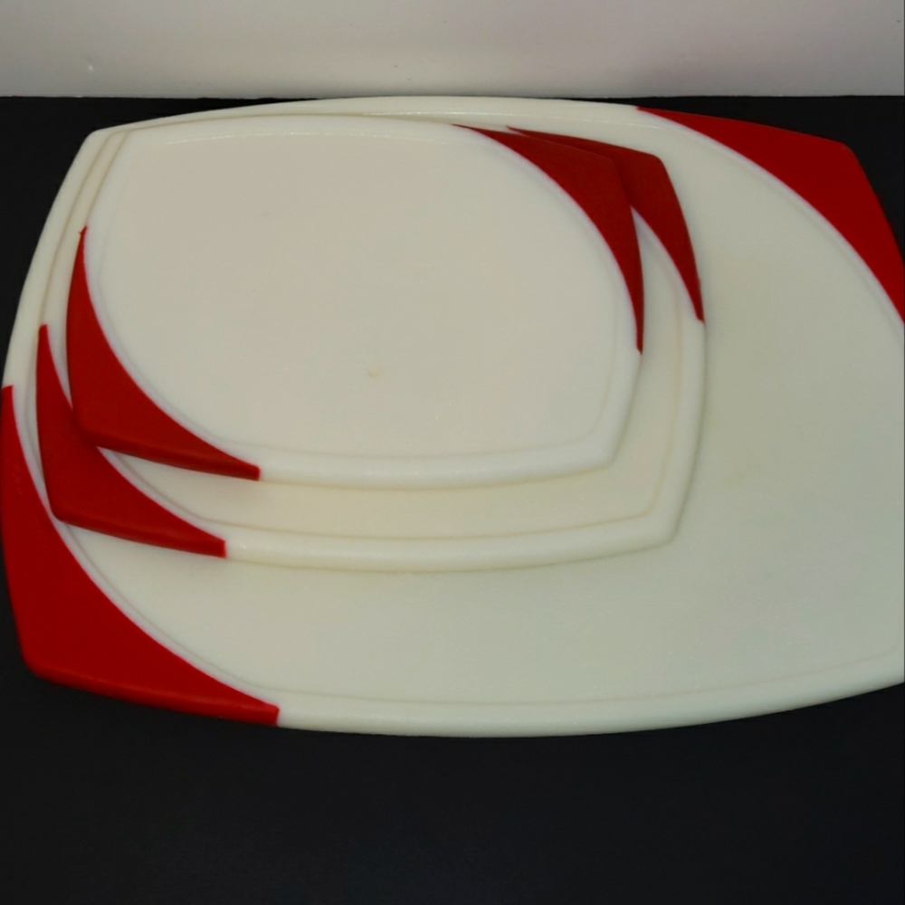 Red and White Cutting Board Set